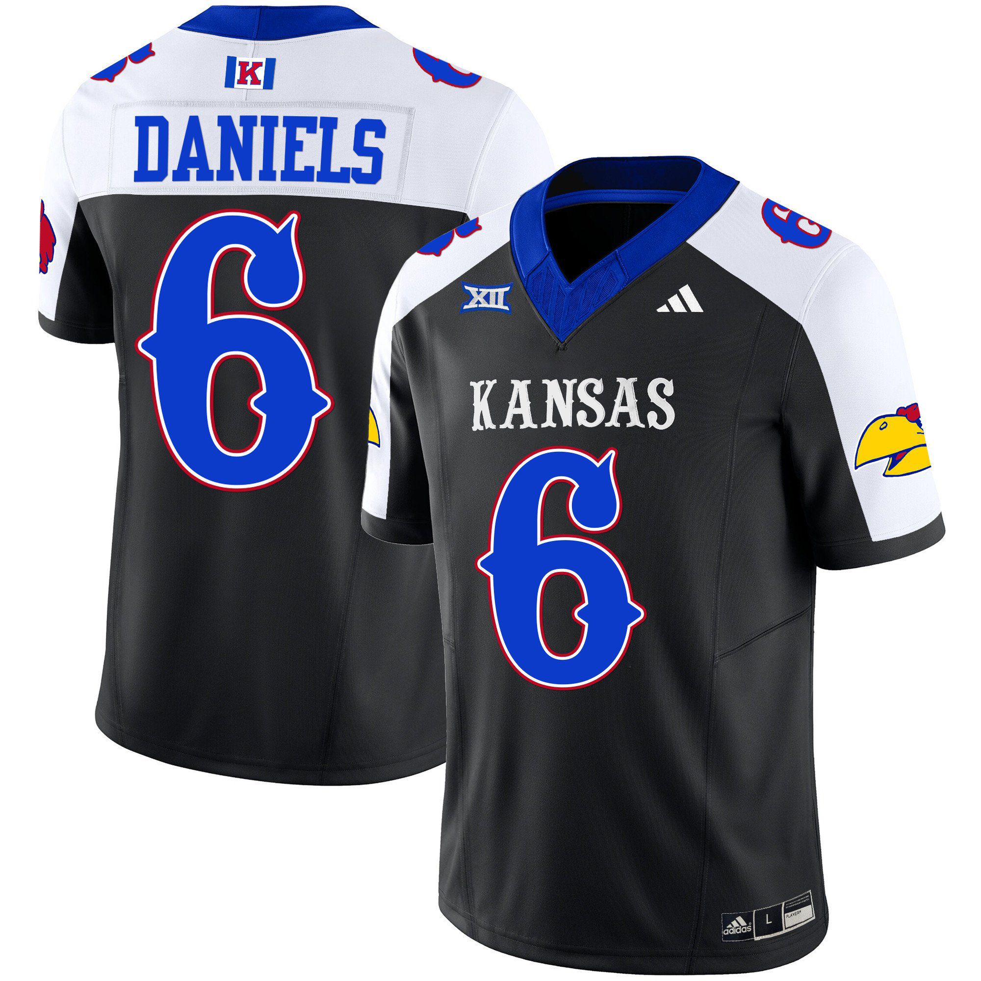 Men Kansas Jayhawks #6 Daniels Black 2024 Blackhawk Vapor Limited NCAA Jersey style 1->indianapolis colts->NFL Jersey